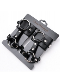 Черные наручники с креплением на кисть руки - Crazy Handmade - купить с доставкой в Мурманске