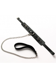 Черный ошейник с шипами и поводком - Crazy Handmade - купить с доставкой в Мурманске