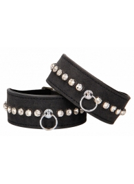 Черные наручники Diamond Studded Wrist Cuffs - Shots Media BV - купить с доставкой в Мурманске