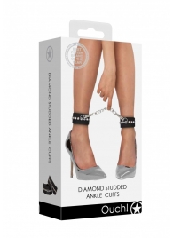 Черные поножи Diamond Studded Ankle Cuffs - Shots Media BV - купить с доставкой в Мурманске