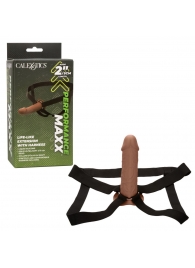 Коричневый фаллопротез Life-Like Extension with Harness - 17,75 см. - California Exotic Novelties - купить с доставкой в Мурманске