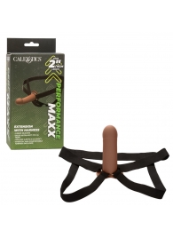 Коричневый фаллопротез из силикона Extension with Harness - 15,75 см. - California Exotic Novelties - купить с доставкой в Мурманске