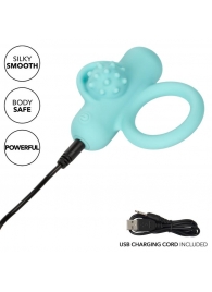 Аквамариновое эрекционное виброкольцо Silicone Rechargeable Nubby Lover’s Delight - California Exotic Novelties - в Мурманске купить с доставкой