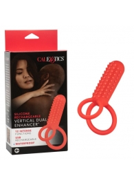 Красное эрекционное кольцо Silicone Rechargeable Vertical Dual Enhancer - California Exotic Novelties - в Мурманске купить с доставкой