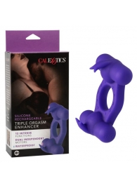 Фиолетовое эрекционное виброкольцо с двумя моторами Silicone Rechargeable Triple Orgasm Enhancer - California Exotic Novelties - в Мурманске купить с доставкой