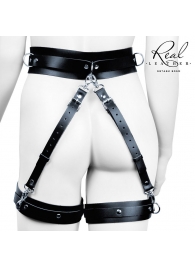 Черный кожаный пояс с гартерами - S-M - Notabu - купить с доставкой в Мурманске