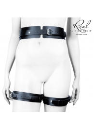 Черный кожаный пояс с гартерами - S-M - Notabu - купить с доставкой в Мурманске