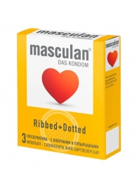 Презервативы с колечками и пупырышками Masculan Ribbed+Dotted - 3 шт. - Masculan - купить с доставкой в Мурманске