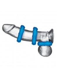 Комплект из трех голубых эрекционных колец 3-Pack Ribbed Rider Cock Ring Set - BlueLine - в Мурманске купить с доставкой