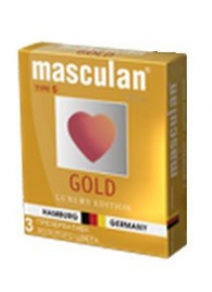 Презервативы Masculan Ultra Gold с золотым напылением и ароматом ванили - 3 шт. - Masculan - купить с доставкой в Мурманске