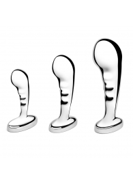 Набор из 3 стальных стимуляторов простаты Stainless Steel P-spot Training Set - b-Vibe - в Мурманске купить с доставкой