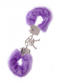 Фиолетовые меховые наручники METAL HANDCUFF WITH PLUSH LAVENDER - Dream Toys - купить с доставкой в Мурманске