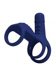 Синяя вибронасадка на пенис Vibrating Penis Sling - Baile - в Мурманске купить с доставкой