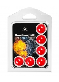 Набор из 6 шариков с массажным маслом Brazilian Balls с охлаждающим и разогревающим эффектом - Secret Play - купить с доставкой в Мурманске