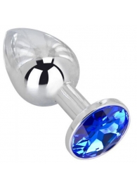 Анальное украшение BUTT PLUG  Small с синим кристаллом - 7 см. - Anal Jewelry Plug - купить с доставкой в Мурманске