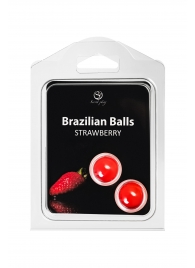 Набор из 2 шариков с массажным маслом Brazilian Balls с ароматом клубники - Secret Play - купить с доставкой в Мурманске