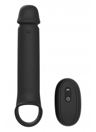 Черная насадка-удлинитель с вибрацией Vibrating Extender With Remote - Dream Toys - в Мурманске купить с доставкой