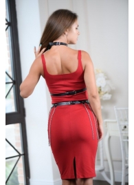Черно-серебристая портупея-юбка plus size с цепочками - БДСМ Арсенал - купить с доставкой в Мурманске