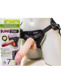 Страпон-унисекс с двумя насадками UNI strap 7  Harness - 19 и 16 см. - LOVETOY (А-Полимер) - купить с доставкой в Мурманске