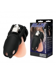 Черная клетка для пениса Silicone Small 2 in Cock Cage With Ball Divider - BlueLine - купить с доставкой в Мурманске