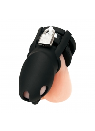 Черная клетка для пениса Silicone Small 2 in Cock Cage With Ball Divider - BlueLine - купить с доставкой в Мурманске