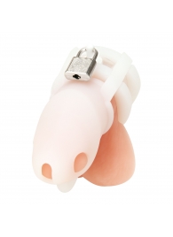 Белая клетка для пениса Silicone Small 2 in Cock Cage With Ball Divider - BlueLine - купить с доставкой в Мурманске