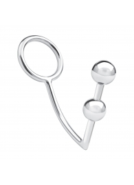 Кольцо на пенис с анальным стимулятором Two Bead Stainless Steel Anal Hook   Cock Ring - BlueLine - в Мурманске купить с доставкой