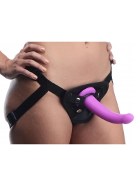 Лиловый поясной страпон Navigator Silicone G-Spot Dildo with Harness - 17,8 см. - XR Brands - купить с доставкой в Мурманске