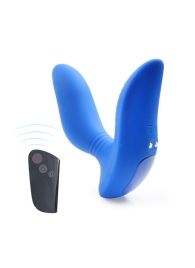 Синий вибромассажер простаты 3,5’’ Remote Control Curve P-spot Massager - 12 см. - Erokay - в Мурманске купить с доставкой