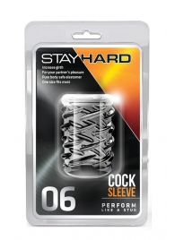 Прозрачная насадка с объёмными чёрточками STAY HARD COCK SLEEVE 06 CLEAR - Blush Novelties - в Мурманске купить с доставкой