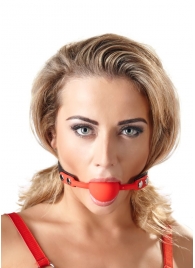 Силиконовый кляп-шар на чёрных ремешках Red Gag silicone - Orion - купить с доставкой в Мурманске