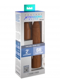 Коричневая насадка на член 2  Silicone X-tension - 20,3 см. - Pipedream - в Мурманске купить с доставкой