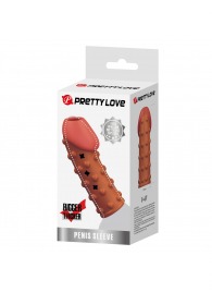 Телесная открытая насадка на пенис с бугорками - 19,8 см. - Baile - в Мурманске купить с доставкой