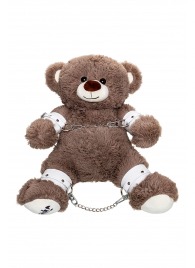 Бондажный набор: бурый мишка с белыми оковами и наручниками - Pecado - купить с доставкой в Мурманске