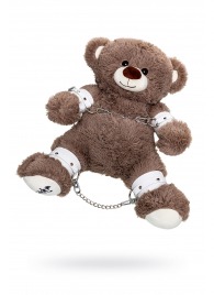 Бондажный набор: бурый мишка с белыми оковами и наручниками - Pecado - купить с доставкой в Мурманске