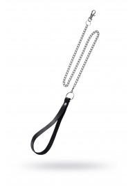 Поводок с ручкой из черной натуральной кожи и карабином для ошейника - Pecado - купить с доставкой в Мурманске