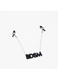 Зажимы на соски с кожаной подвеской BDSM - Crazy Handmade - купить с доставкой в Мурманске