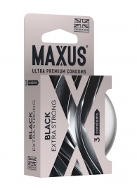 Черные утолщенные презервативы MAXUS Extra Strong с железным кейсом - 3 шт. - Maxus - купить с доставкой в Мурманске