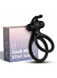 Черное эрекционное виброкольцо с подхватом мошонки Stay Hard - Boys of Toys - в Мурманске купить с доставкой
