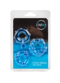 Набор из 3 синих эрекционных колец с различным рельефом - Erowoman-Eroman - в Мурманске купить с доставкой