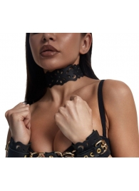 Черный ажурный чокер с золотистой фурнитурой - Crazy Handmade - купить с доставкой в Мурманске