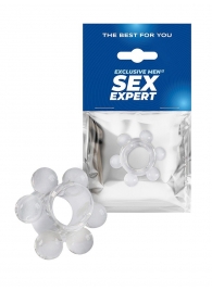Прозрачное эрекционное кольцо с 6 стимулирующими шариками - Sex Expert - в Мурманске купить с доставкой