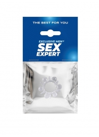 Прозрачное эрекционное кольцо с шариками и шипами - Sex Expert - в Мурманске купить с доставкой