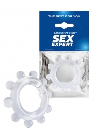 Прозрачное эрекционное кольцо со стимулирующими шариками - Sex Expert - в Мурманске купить с доставкой
