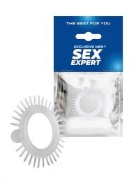 Эластичное эрекционное кольцо с шипиками и шариком - Sex Expert - в Мурманске купить с доставкой