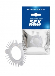 Эластичное эрекционное кольцо с 3 шариками и шипами - Sex Expert - в Мурманске купить с доставкой