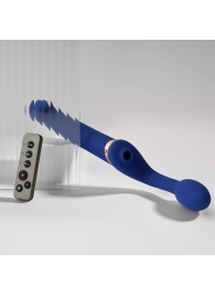 Синий безремневой страпон Multi Orgasm Bendable Strap-On size L с клиторальной стимуляцией - Strap-on-me - купить с доставкой в Мурманске