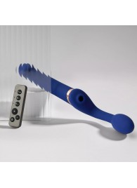 Синий безремневой страпон Multi Orgasm Bendable Strap-On size XL с клиторальной стимуляцией - Strap-on-me - купить с доставкой в Мурманске