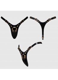 Черный пояс для фиксации насадок Strap-On-Me Leatherette Harness Fabulous - Strap-on-me - купить с доставкой в Мурманске