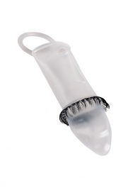 Закрытая насадка на пенис с подхватом мошонки и стимулирующими «ресничками» - Sextaz - в Мурманске купить с доставкой